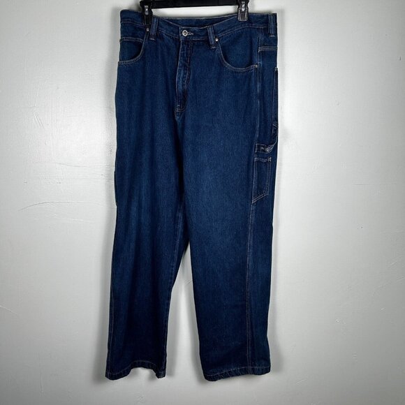Vintage Rocawear Jeans Mens 34X34 Blue Loose Baggy Street Y2K Dark Wash Denim - Picture 1 of 7